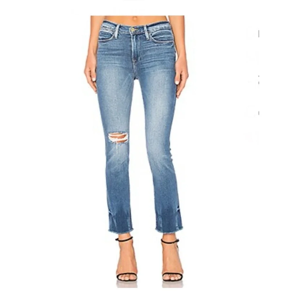 Frame Women’s Le High Straight Leg‎ Merriweather Distressed Denim Jeans